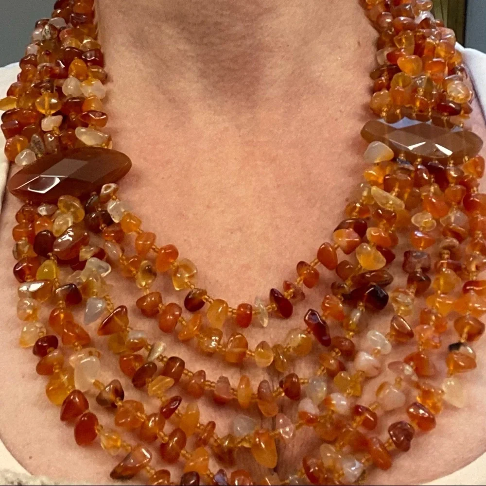 Baltic Amber Multi-Colored Necklace (or) Carnelian Agate - Picture 2 of 15